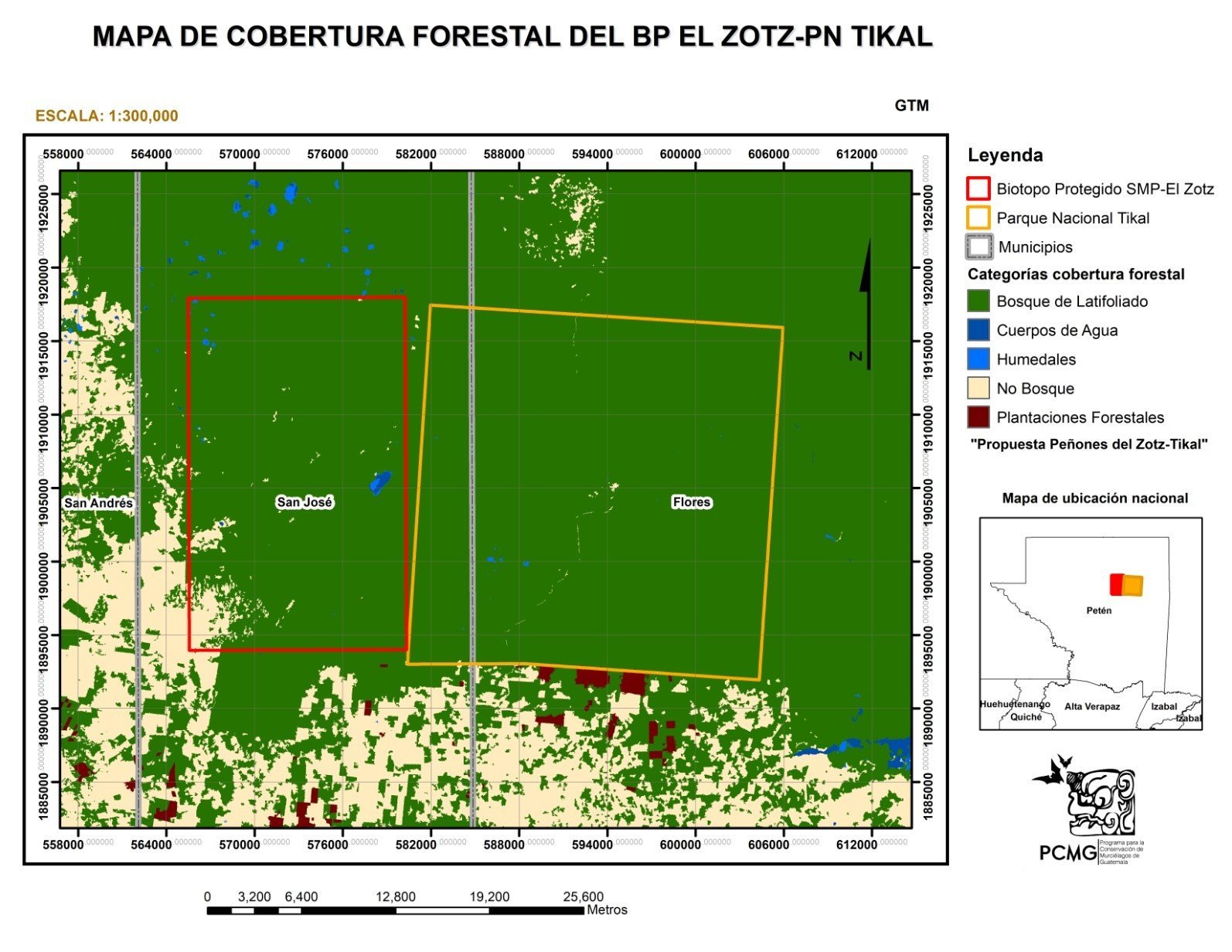 Mapa El Zotz Tikal
