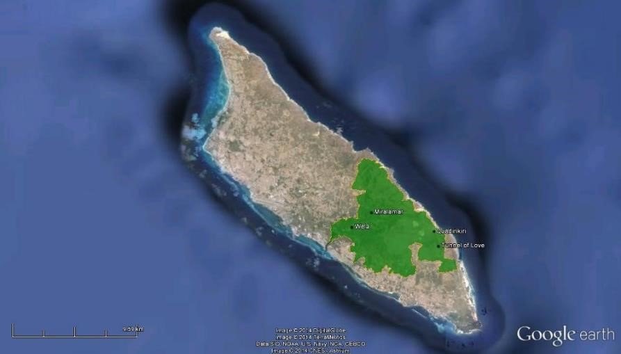 Imagen satelital Aruba con el polígono